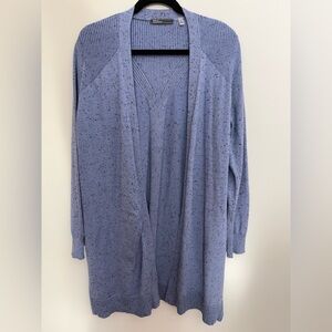 89th & Madison Periwinkle Blue Speckled Open Front Long Cardigan Sweater Size M